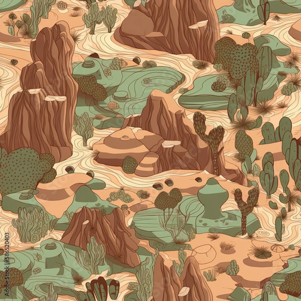 Fototapeta Repeating pattern, 2D game background, cool world