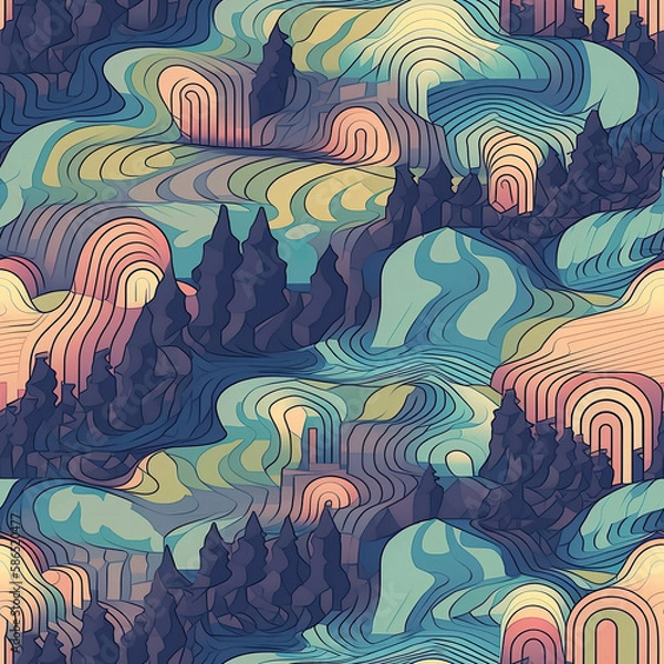 Obraz Repeating pattern, 2D game background, cool world