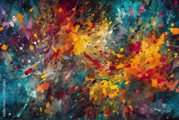 Fototapeta vibrant and colorful painting with abstract elements. Generative AI