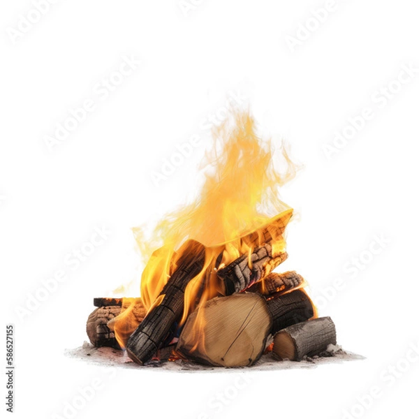 Fototapeta bonfire , isolated on transparent background cutout , generative ai