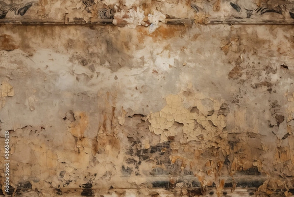 Fototapeta A seamless distressed plaster wall background texture. Generative ai
