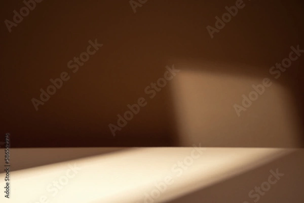 Obraz Brown background for product display with shadows and natural sun light.	
