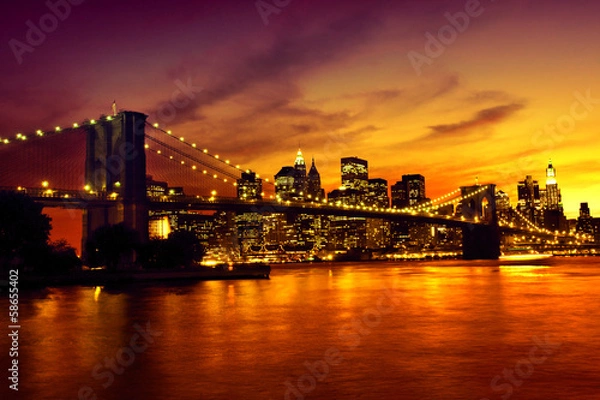 Obraz Brooklyn Bridge at sunset
