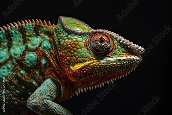 Fototapeta colorful chameleon lizard. Generative Ai