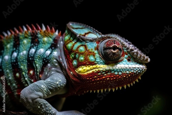 Fototapeta colorful chameleon lizard. Generative Ai