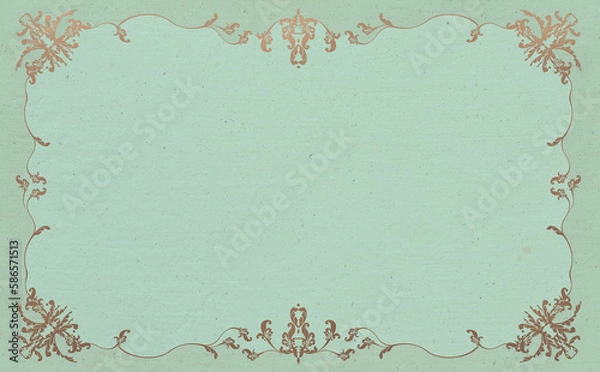 Fototapeta ビンテージで豪華なフレーム グリーン背景 イラスト素材 色違い・差分有