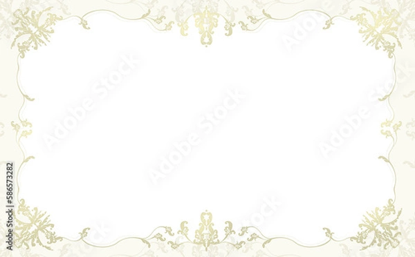 Fototapeta クラシカルで繊細で豪華な唐草模様のフレーム 白背景 イラスト素材 色違い・差分有