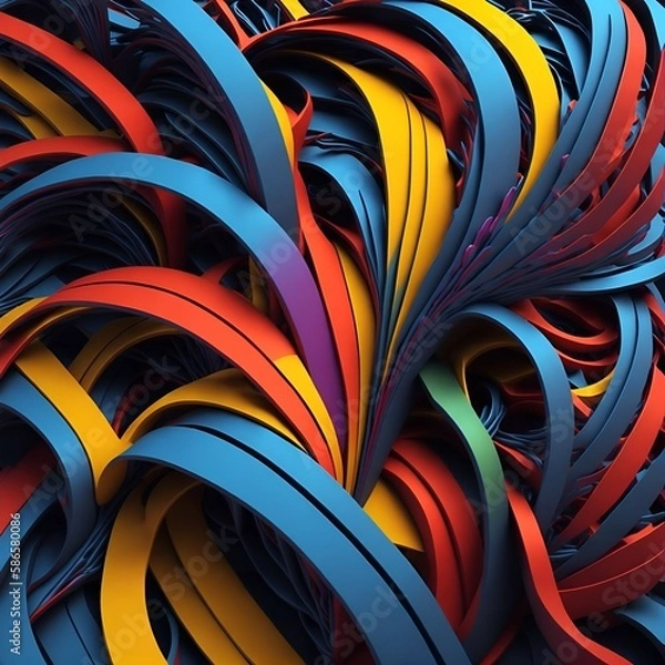 Fototapeta Colorful Rainbow 3D Abstract Design - Mesmerizing Vibrant Ribbons Graphic Art