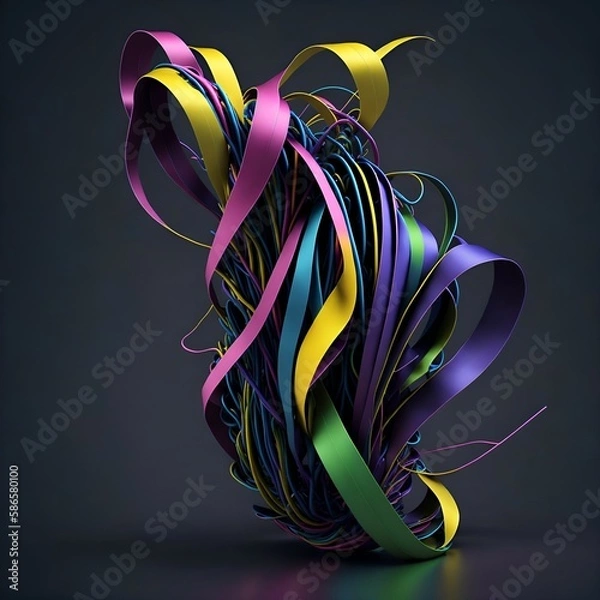 Fototapeta Colorful Rainbow 3D Abstract Design - Mesmerizing Vibrant Ribbons Graphic Art