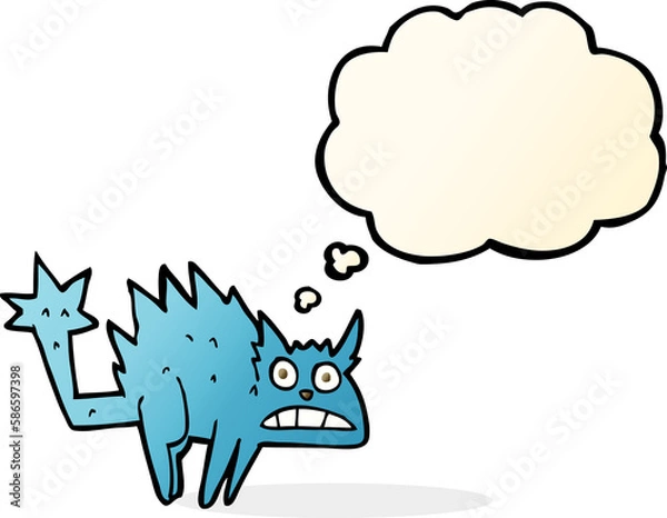 Fototapeta cartoon frightened cat with thought bubble