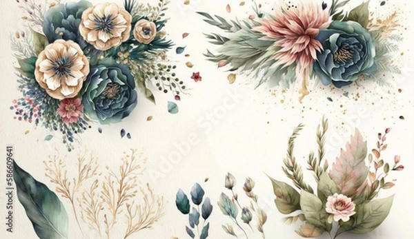 Obraz flowers with white background, card