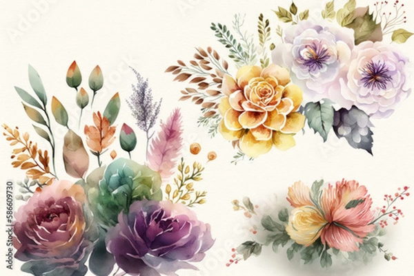 Obraz flowers with white background, card