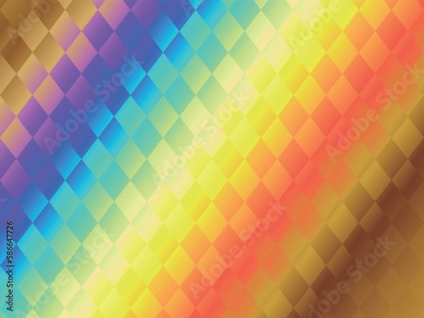 Fototapeta 高級感のあるダイヤ模様の背景　横位置　レインボーゴールド