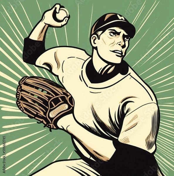 Fototapeta baseball_pitcher_in_the_act generated ai