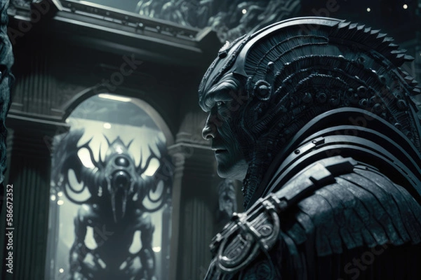 Fototapeta Alien Face, Planet, Science Fiction, Exploration, Generative Ai