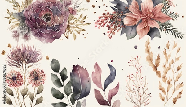 Obraz flowers with white background, card