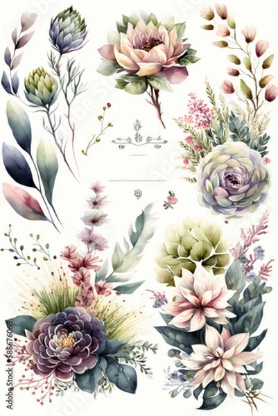 Obraz flowers with white background, card