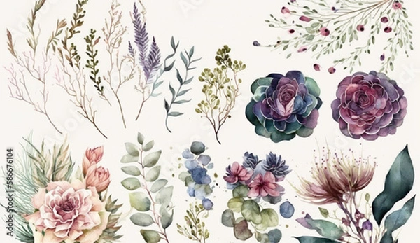 Obraz flowers with white background, card