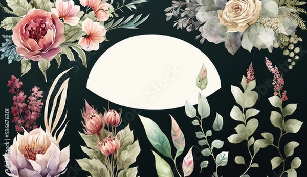 Obraz flowers with black background, card