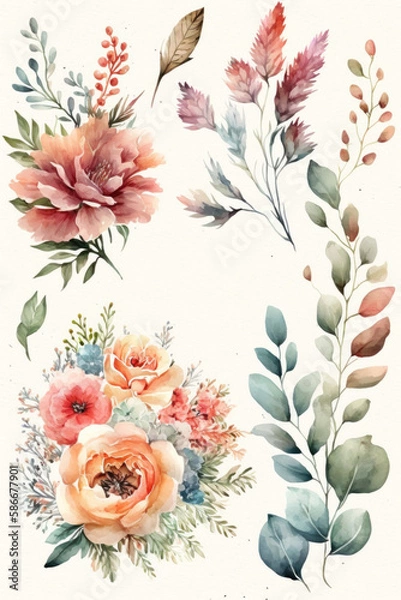 Obraz flowers with white background, card