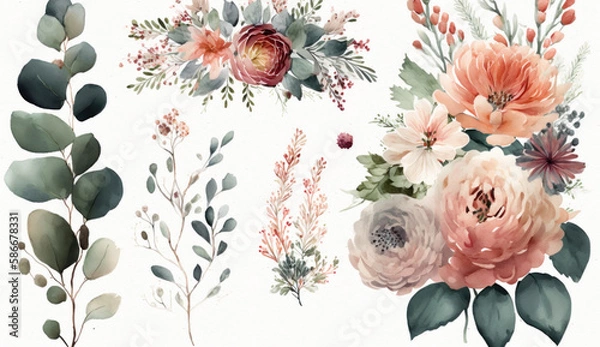 Obraz flowers with white background, card