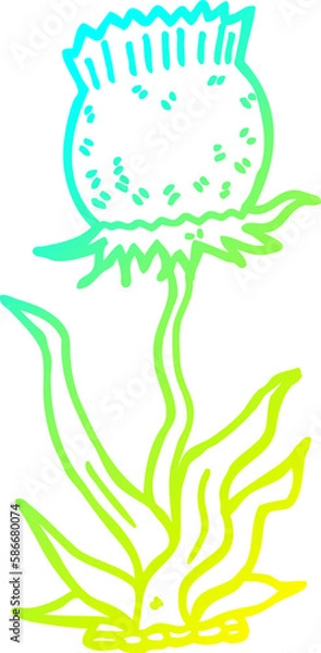 Obraz cold gradient line drawing cartoon wild flower