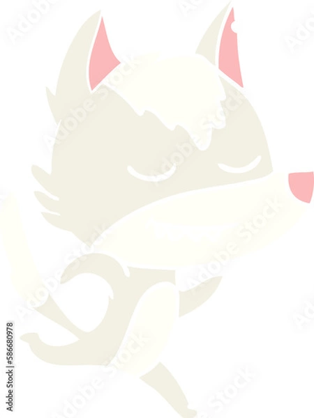 Obraz friendly flat color style cartoon wolf