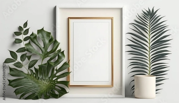 Obraz empty white frame with plants