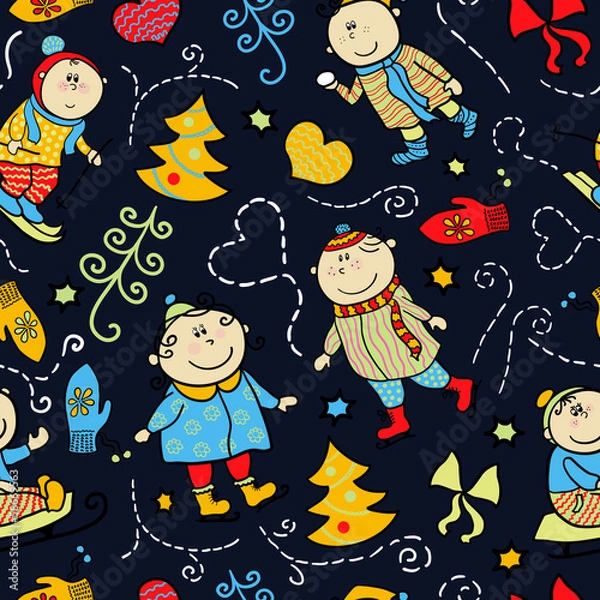 Fototapeta Christmas vector seamless pattern