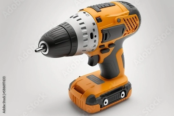 Fototapeta Isolated Power Drill on White Background, Generative AI