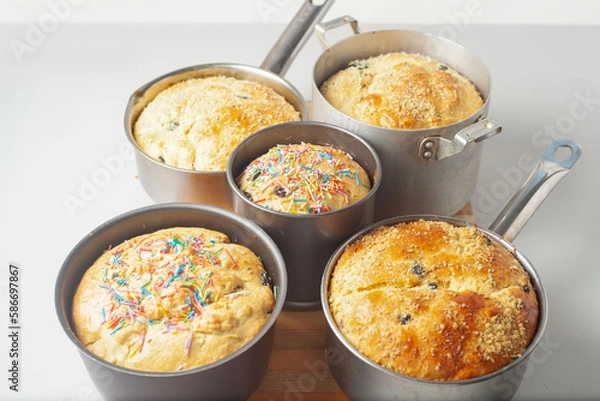 Fototapeta a few cakes in buckets and pots. Preparing the house for the holiday