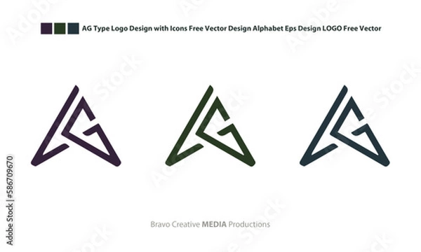 Fototapeta AG Type Logo Design with Icons Free Vector Design Alphabet Eps Design LOGO Free Vector