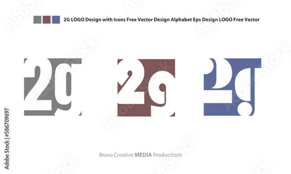 Fototapeta 2G LOGO Design with Icons Free Vector Design Alphabet Eps Design LOGO Free Vector