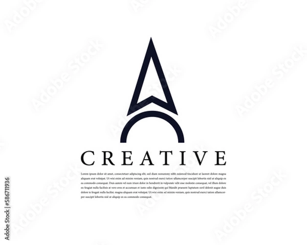 Obraz Initial Letter A Arrow with Arrowhead for Archer Archery Outdoor Apparel Gear Hunter logo design
