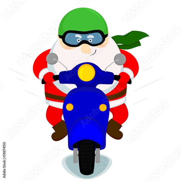 Obraz santa on a scooter