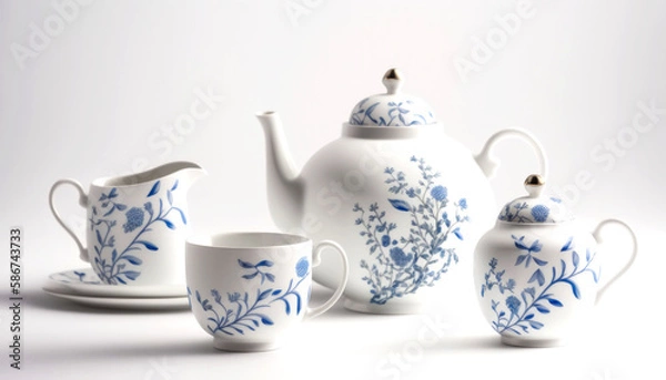 Fototapeta Fine China Porcelain Teapot: A Masterpiece of Craftsmanship, Adorned with Vibrant Hand-Painted Colors, Elevating Your Tea Experience with Unmatched Quality and Artistry. Generative AI