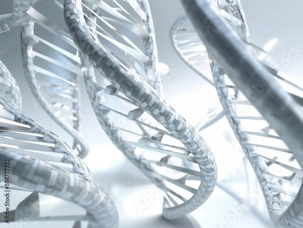 Fototapeta Abstract DNA Spirals. Biotech. Science. Innovation. MedTech. 3D