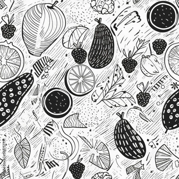 Fototapeta Seamless Fruit patterns in various art styles