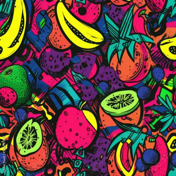 Fototapeta Seamless Fruit patterns in various art styles