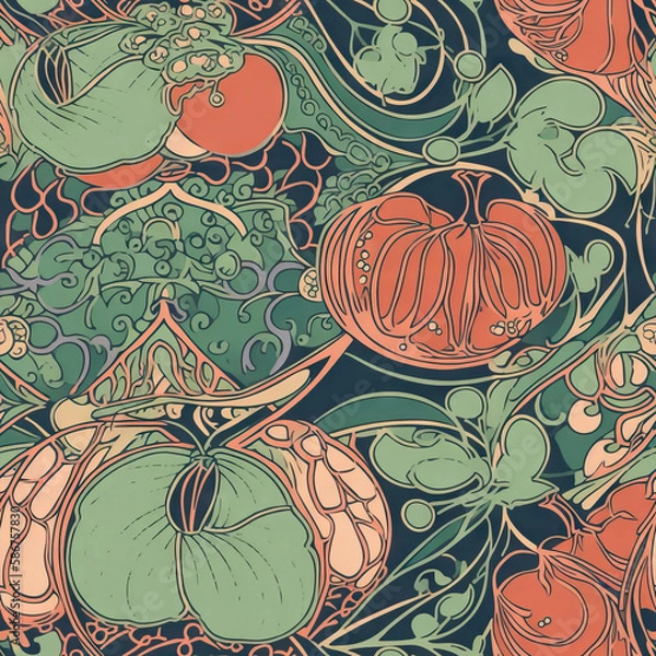 Fototapeta Seamless Fruit patterns in various art styles