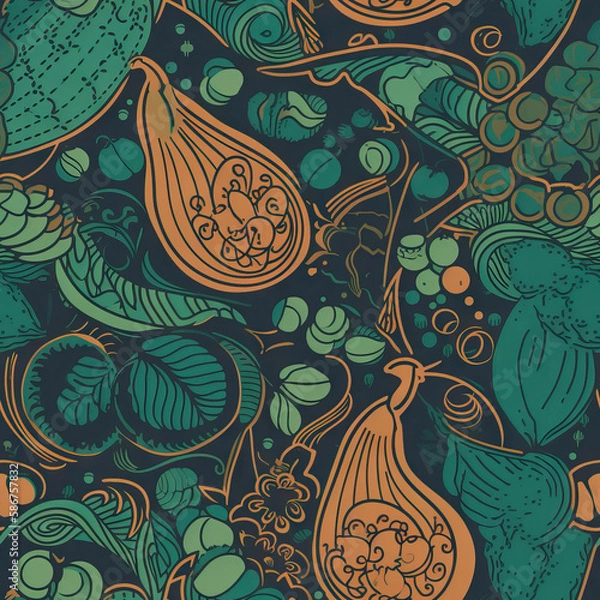 Fototapeta Seamless Fruit patterns in various art styles