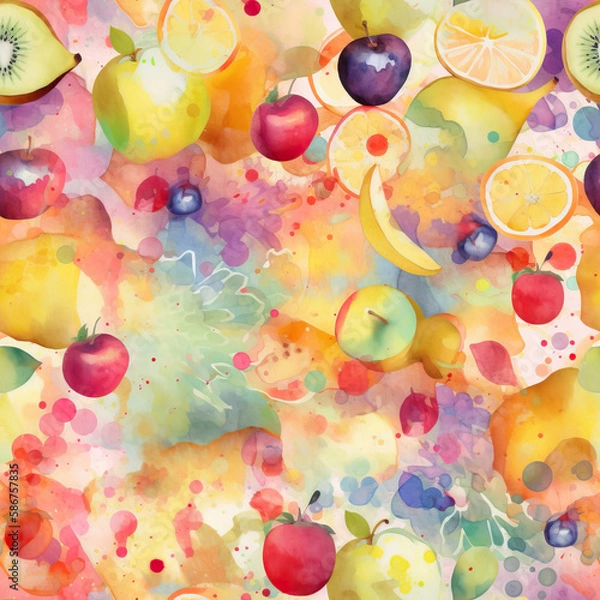 Fototapeta Seamless Fruit patterns in various art styles