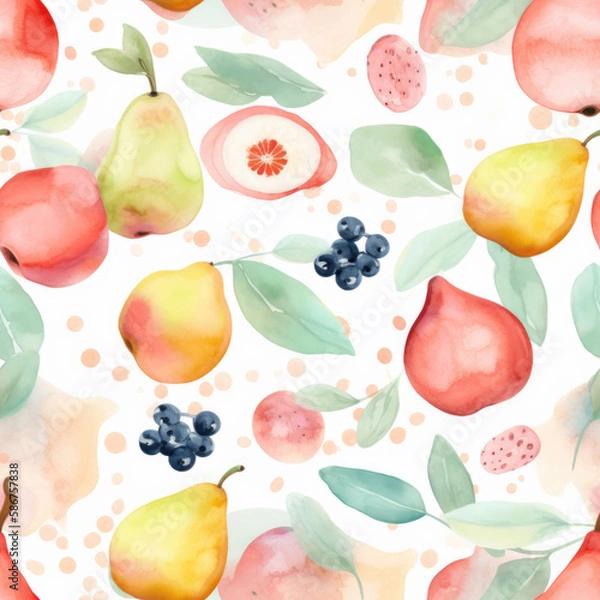 Fototapeta Seamless Fruit patterns in various art styles