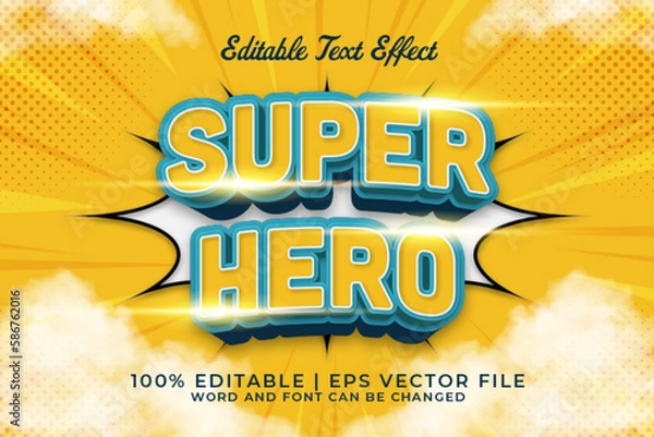 Fototapeta Super Hero 3d Editable Text Effect Cartoon Comic Style Premium Vector