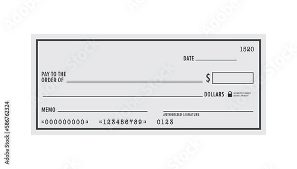 Fototapeta Blank Check Book, Checkbook Icon, Money Check, Check Booklet, Vector Illustration Background