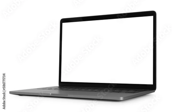 Fototapeta Modern laptop with blank screen isolated on white