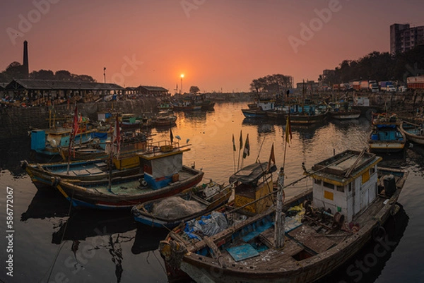 Fototapeta Sassoon Docks, built in 1875, is one of the oldest and largest docks in Mumbai.