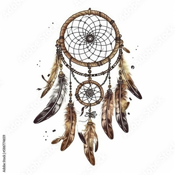 Fototapeta A dreamcatcher with a boho western vibe - made with generative ai