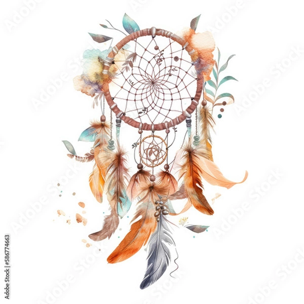 Fototapeta A dreamcatcher with a boho western vibe - made with generative ai