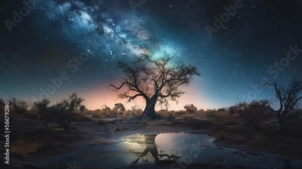 Fototapeta 星空　天の川銀河　壁紙　イメージイラストgenerative AI